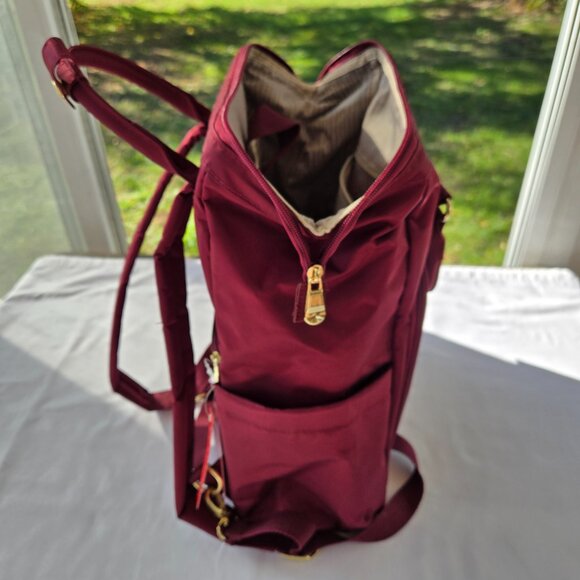 Samantha Brown Army Burgundy Travel Backpack - Picture 6 of 11